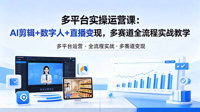 某团队多平台实操运营课-更新26年4月20：AI剪辑+数字人+直播变现，多赛道全流程实战教学| 网创圈