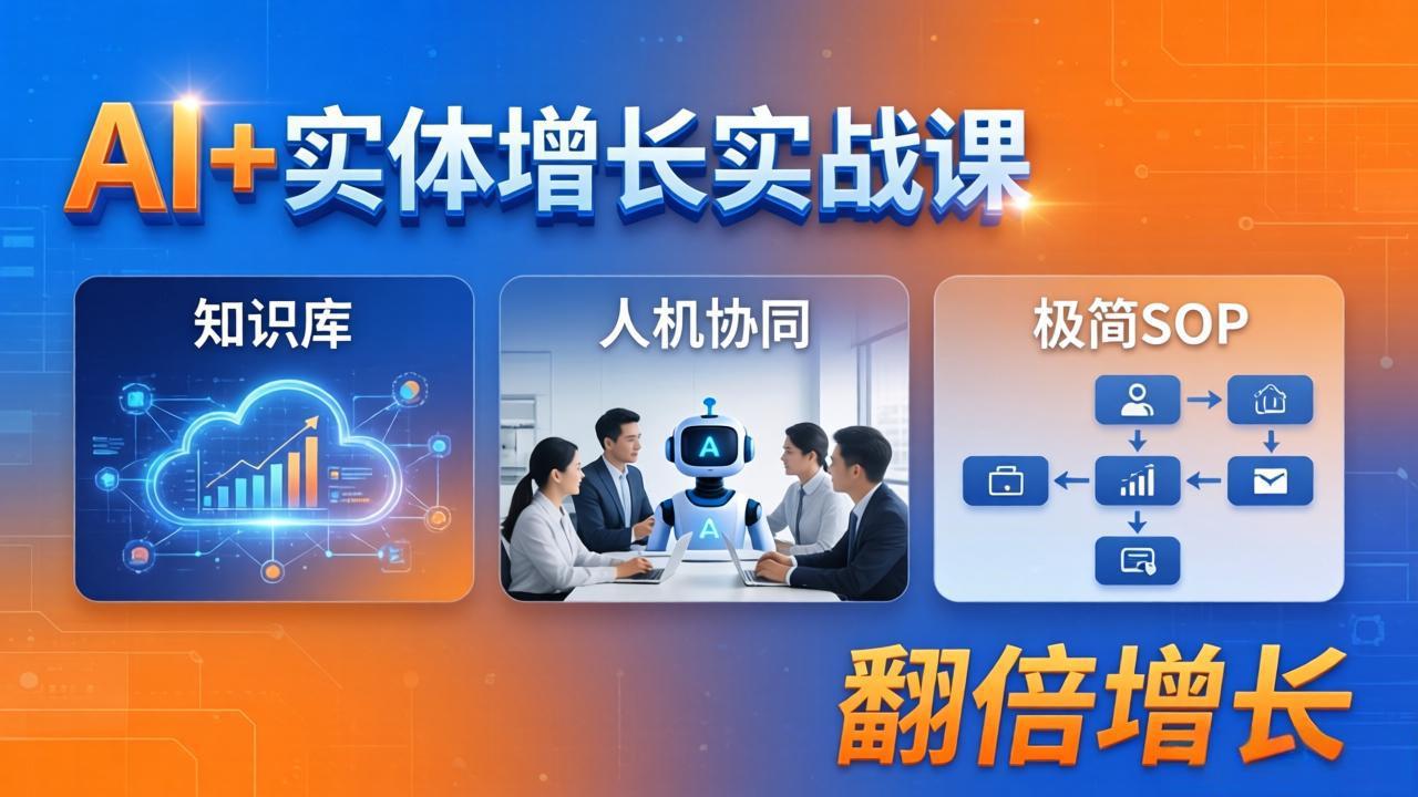 AI+实体增长实战课：知识库+人机协同+极简SOP，助力实体业务翻倍增长| 网创圈