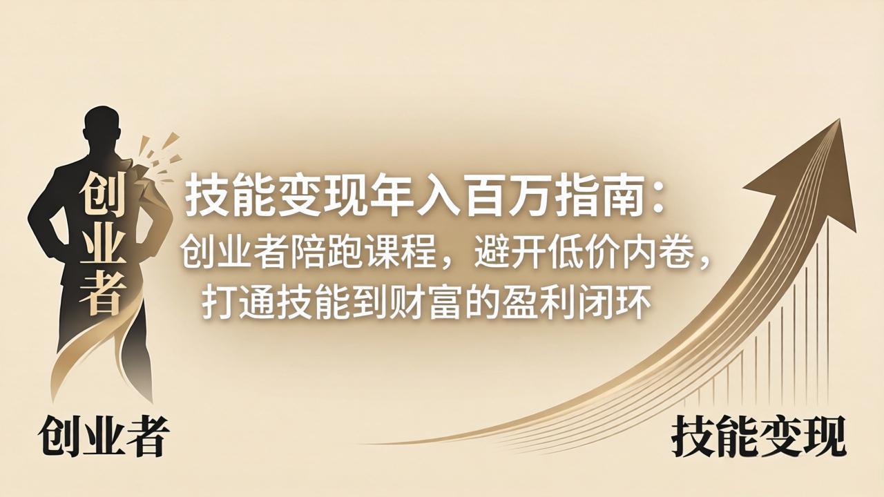 技能变现年入百万指南：创业者陪跑课程，避开低价内卷，打通技能到财富的盈利闭环| 网创圈