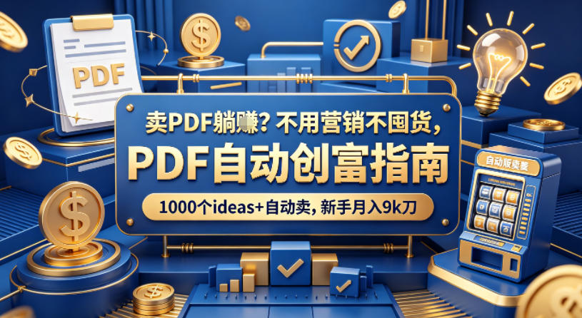 卖PDF躺賺？不用营销不囤货，PDF自动创富指南，1000个ideas+自动卖，新手月入9k刀【原创双语字幕】| 网创圈