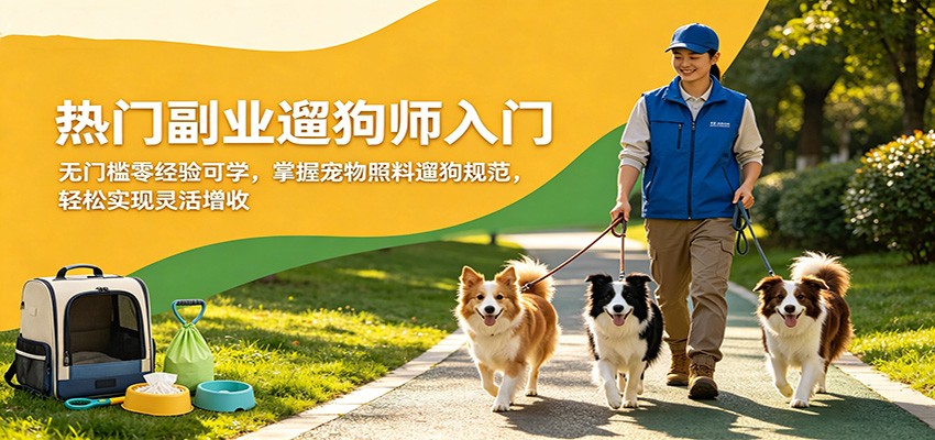 热门副业遛狗师入门，无门槛零经验可学，掌握宠物照料遛狗规范，轻松实现灵活增收| 网创圈