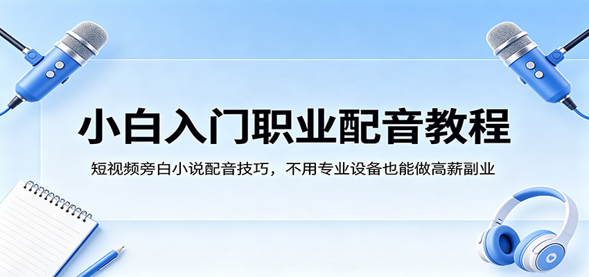 小白入门职业配音教程，短视频旁白小说配音技巧，不用专业设备也能做高薪副业| 网创圈