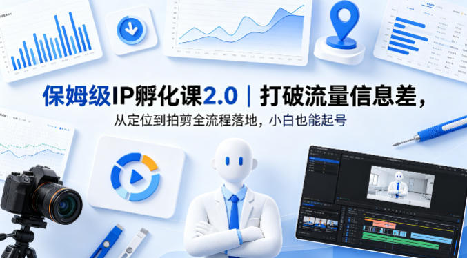 保姆级IP孵化课2.0｜打破流量信息差，从定位到拍剪全流程落地，小白也能起号| 网创圈