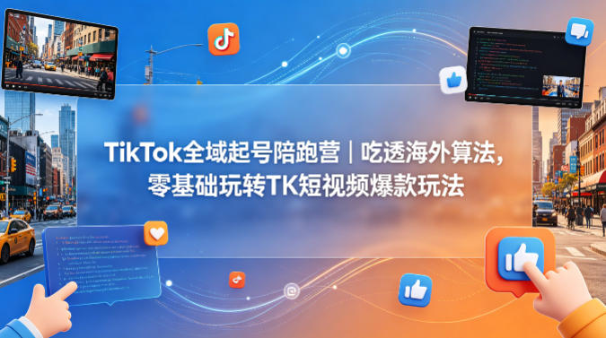 TikTok全域起号陪跑营｜吃透海外算法，零基础玩转TK短视频爆款玩法| 网创圈