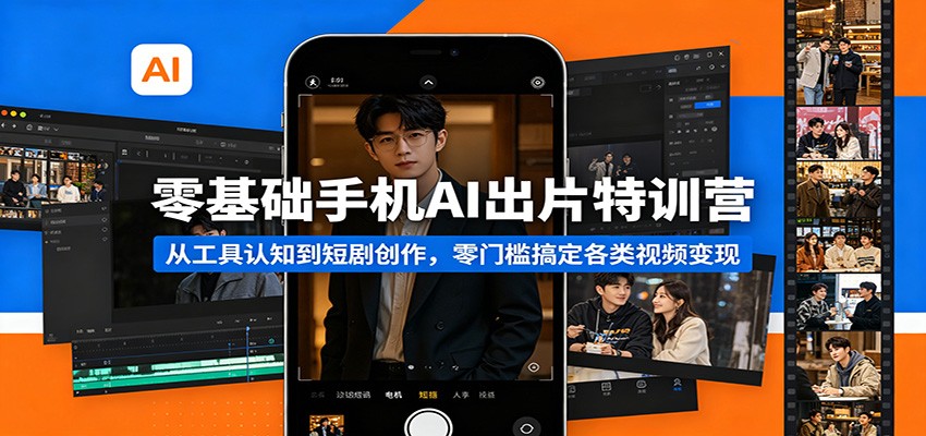 零基础手机AI出片特训营：从工具认知到短剧创作，零门槛搞定各类视频变现| 网创圈