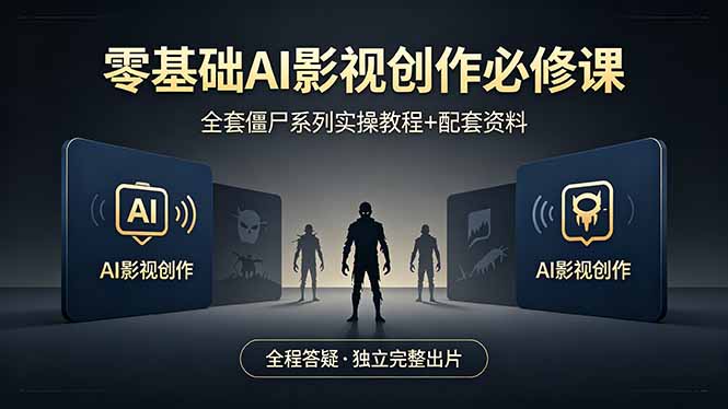 零基础AI影视创作必修课，全套僵尸系列实操教程加配套资料，全程答疑带你独立完整出片| 网创圈