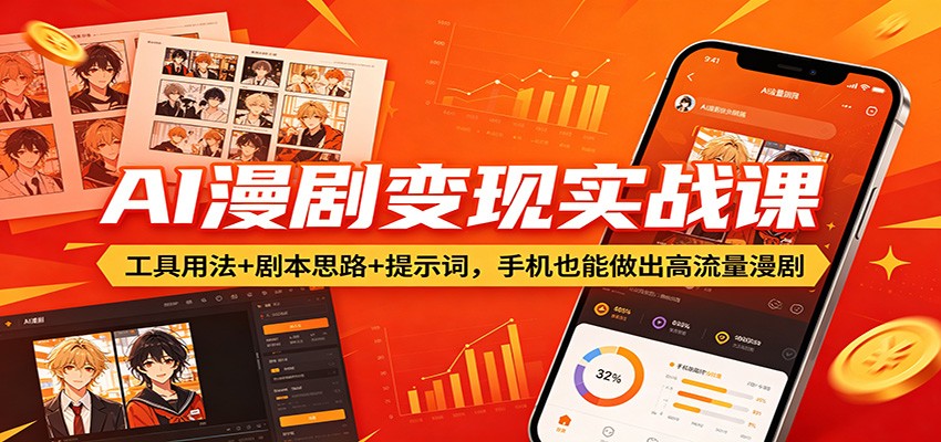 AI漫剧变现实战课：工具用法+剧本思路+提示词，手机也能做出高流量漫剧| 网创圈