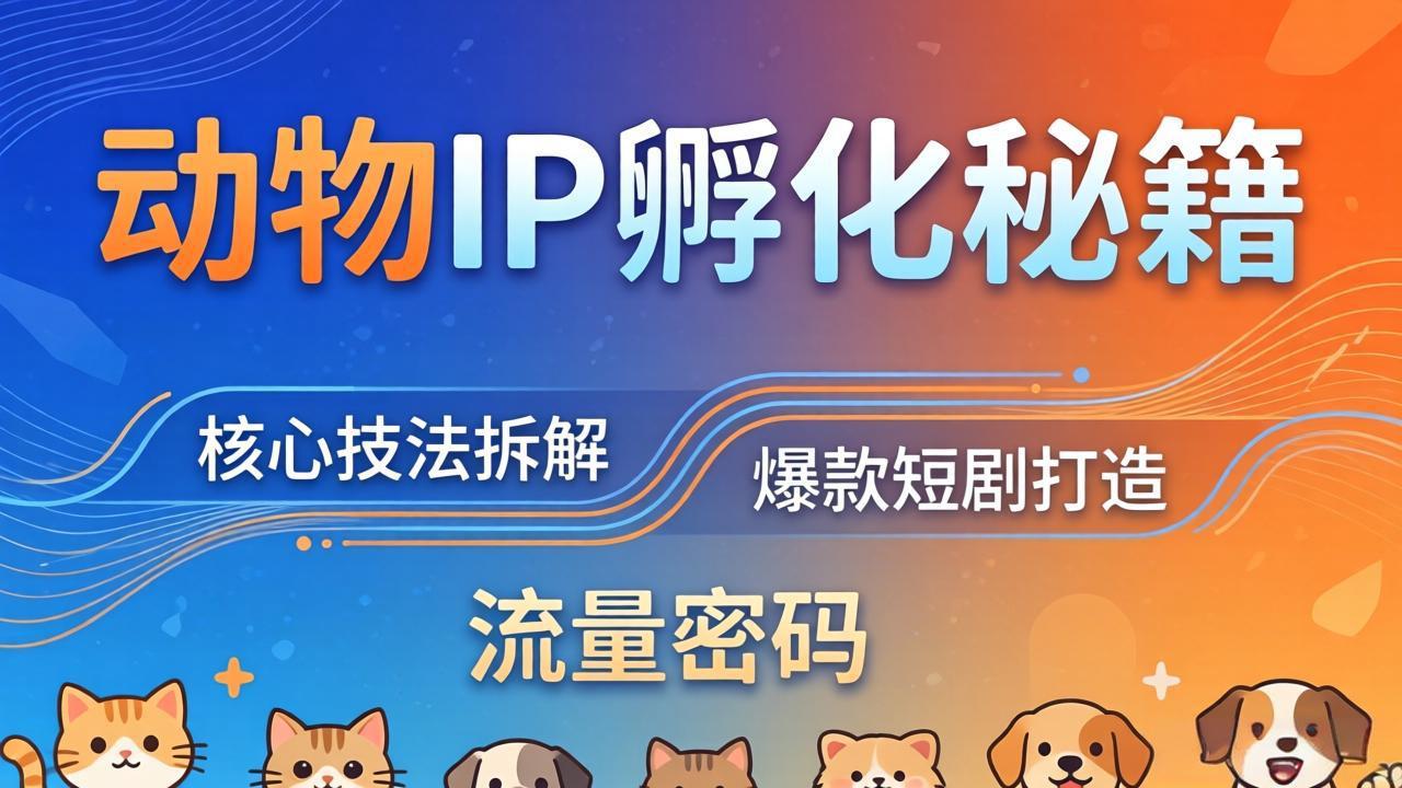 动物IP孵化全套秘籍，三大核心技法拆解，打造爆款萌宠短剧，轻松拿捏赛道流量密码| 网创圈