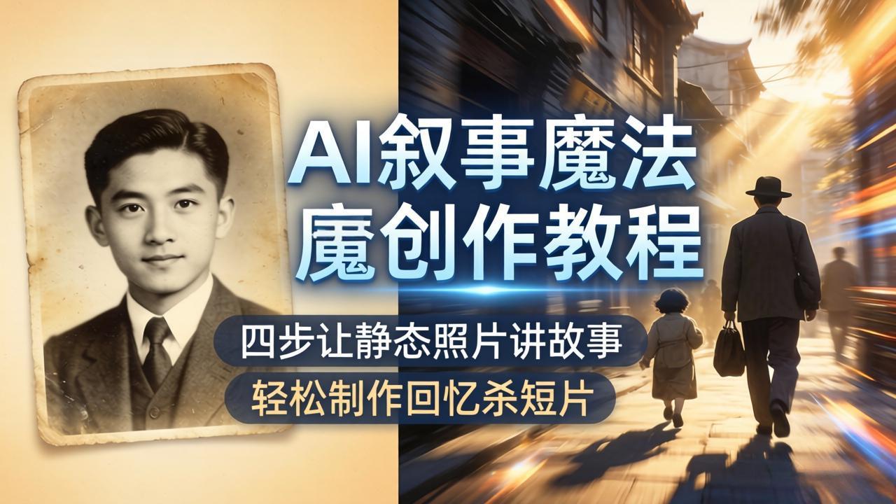 AI叙事魔法创作教程，四步让静态照片讲故事，老照片修复加动态特效，轻松制作回忆杀短片| 网创圈