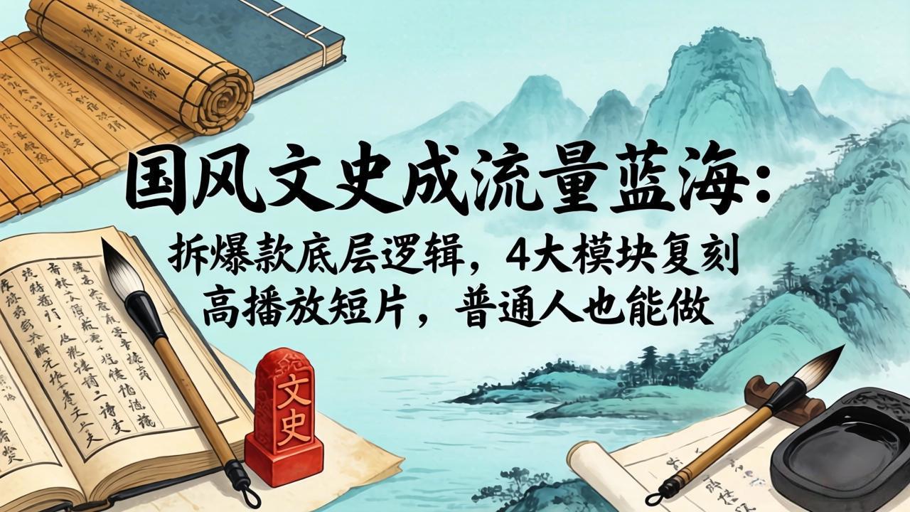 国风文史成流量蓝海：拆爆款底层逻辑，4大模块复刻高播放短片，普通人也能做| 网创圈