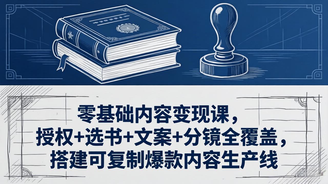 零基础内容变现课，授权+选书+文案+分镜全覆盖，搭建可复制爆款内容生产线| 网创圈
