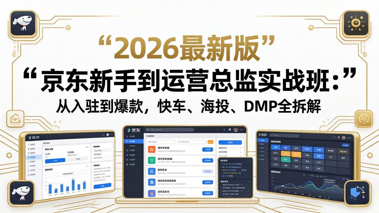 京东新手到运营总监实战班：从入驻到爆款，快车、海投、DMP全拆解，2026最新版| 网创圈
