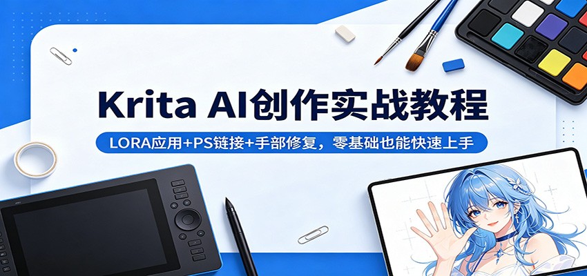 Krita AI创作实战教程：LORA应用+PS链接+手部修复，零基础也能快速上手| 网创圈