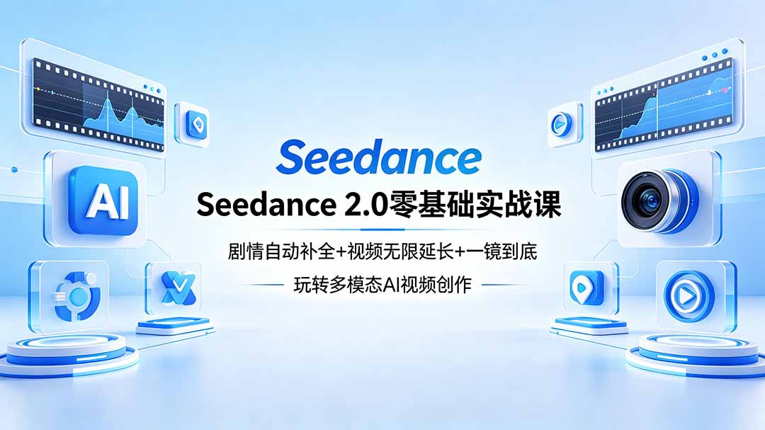 Seedance 2.0零基础实战课：剧情自动补全+视频无限延长+一镜到底：玩转多模态AI视频创作| 网创圈