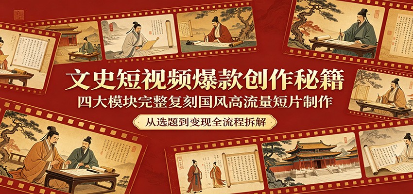 文史短视频爆款创作秘籍：四大模块完整复刻国风高流量短片制作| 网创圈