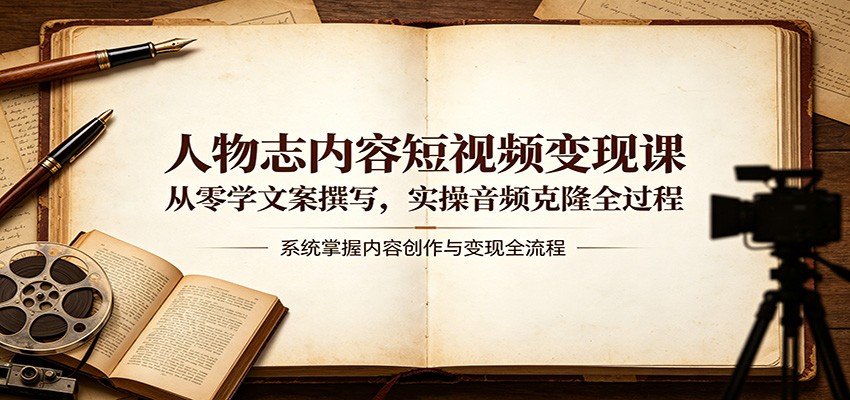 人物志内容短视频变现课：从零学文案撰写，实操音频克隆全过程| 网创圈