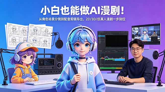 小白也能做AI漫剧！从角色场景分镜到配音剪辑导出，2D/3D/仿真人漫剧一步到位| 网创圈