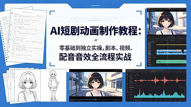AI短剧动画制作教程：零基础到独立实操，剧本、视频、配音音效全流程实战| 网创圈