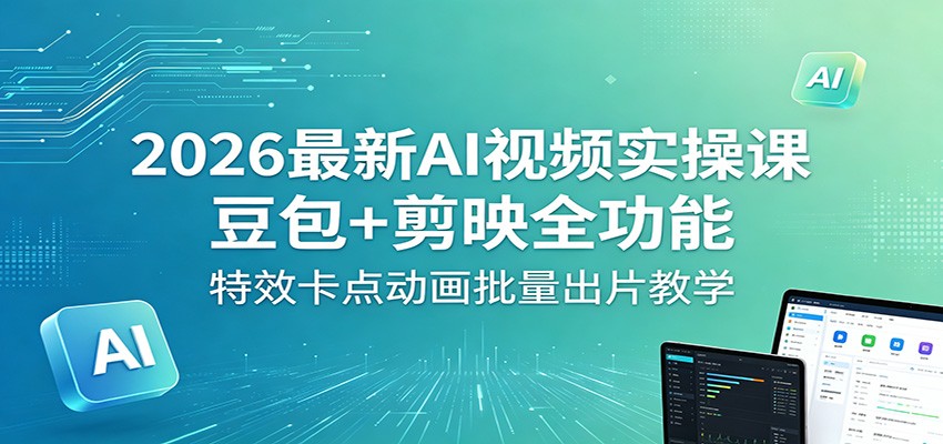 2026最新AI视频实操课：豆包+剪映全功能，特效卡点动画批量出片教学| 网创圈