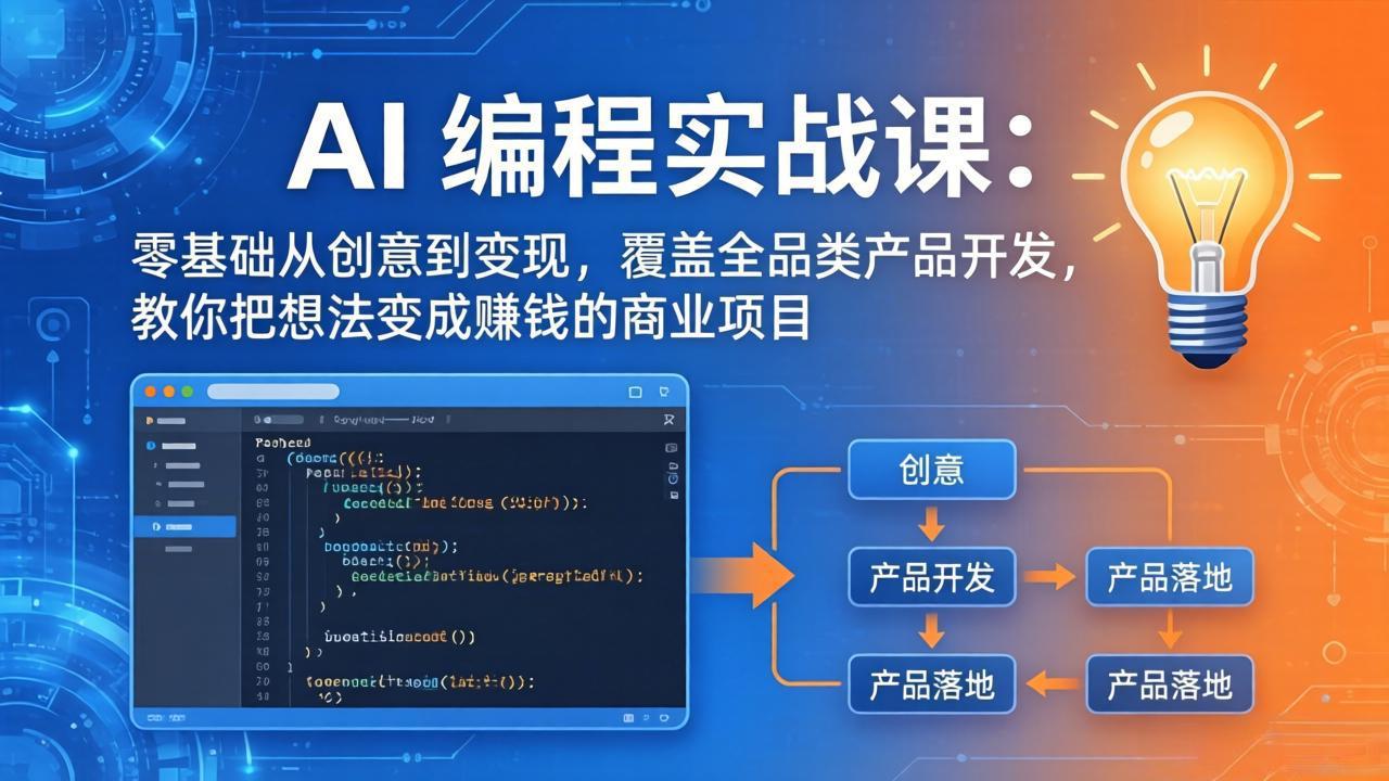 AI编程实战课-第三期-5月9更新：零基础从创意到变现，覆盖全品类产品开发，把想法变成赚钱项目| 网创圈