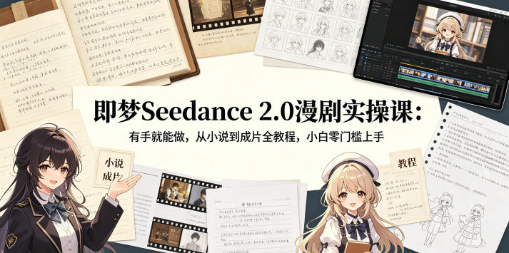 即梦Seedance 2.0漫剧实操课：有手就能做，从小说到成片全教程，小白零门槛上手| 网创圈