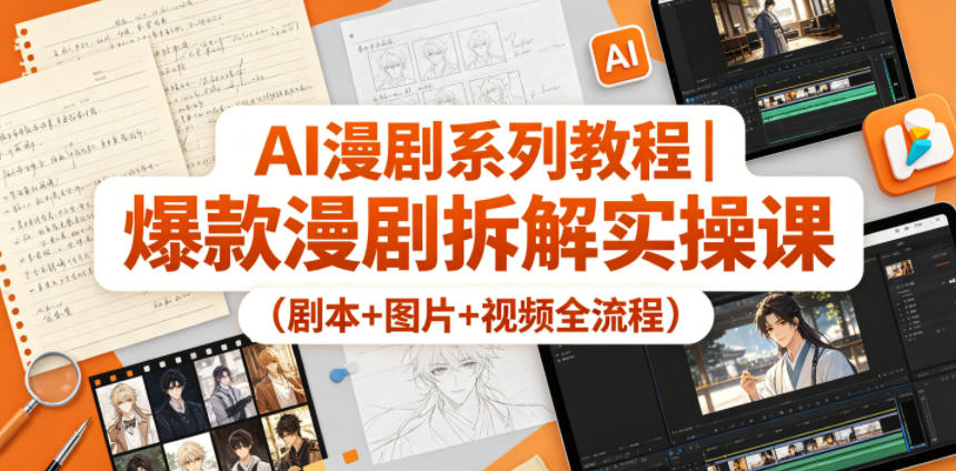 AI漫剧系列教程|爆款漫剧拆解实操课(剧本+图片+视频全流程)| 网创圈