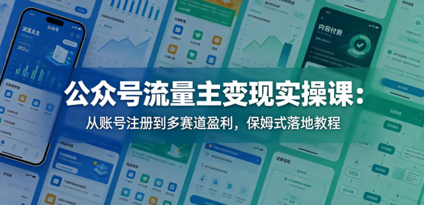 公众号流量主变现实操课：从账号注册到多赛道盈利，保姆式落地教程| 网创圈