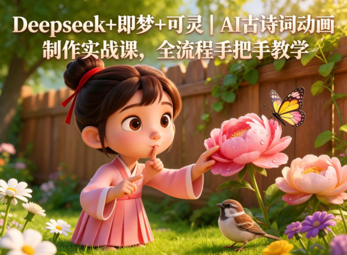 Deepseek+即梦+可灵｜AI古诗词动画制作实战课，全流程手把手教学| 网创圈