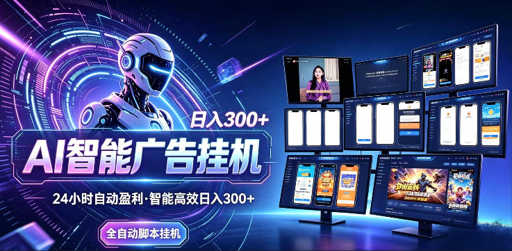 AI智能广告挂G项目，无需人工，单机稳定日入200+，可矩阵放大，24小时不间断刷广告賺收益【揭秘】| 网创圈
