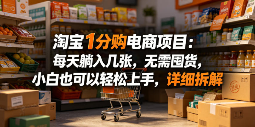 淘宝1分购电商项目：每天躺入几张，无需囤货，小白也可以轻松上手，详细拆解| 网创圈