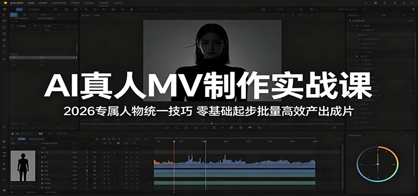 AI真人MV制作实战课：2026专属人物统一技巧，零基础起步批量高效产出成片| 网创圈