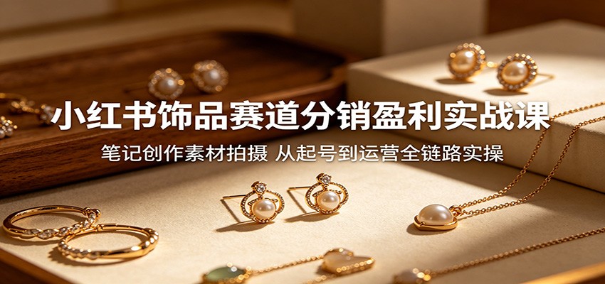 小红书饰品赛道分销盈利实战课：笔记创作素材拍摄，从起号到运营全链路实操| 网创圈