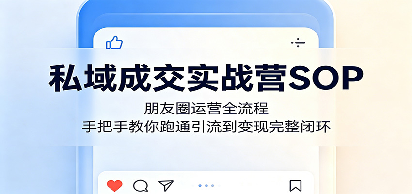 私域成交实战营SOP：朋友圈运营全流程，手把手教你跑通引流到变现完整闭环| 网创圈