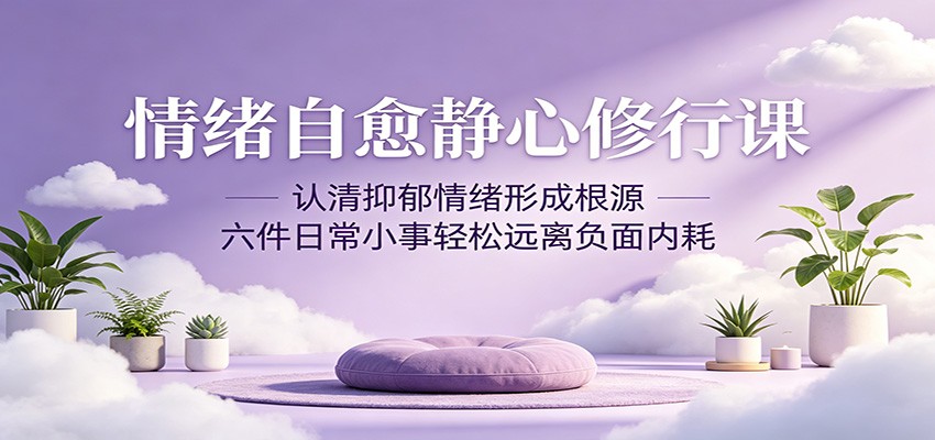 情绪自愈静心修行课：认清抑郁情绪形成根源，六件日常小事轻松远离负面内耗| 网创圈