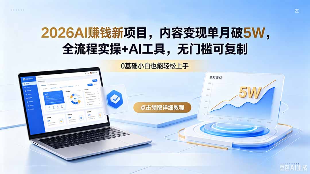 2026AI赚钱新项目，内容变现单月破5W，全流程实操+AI工具，无门槛可复制| 网创圈