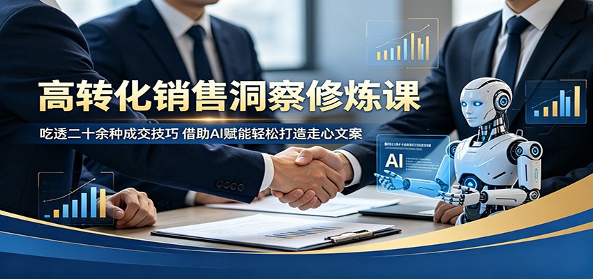 高转化销售洞察修炼课：吃透二十余种成交技巧，借助AI赋能轻松打造走心文案| 网创圈