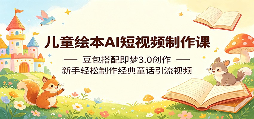 儿童绘本AI短视频制作课：豆包搭配即梦3.0创作，新手轻松制作经典童话引流视频| 网创圈
