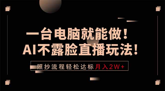 一台电脑就能做！AI不露脸直播玩法，照抄流程轻松达标月入2W+| 网创圈