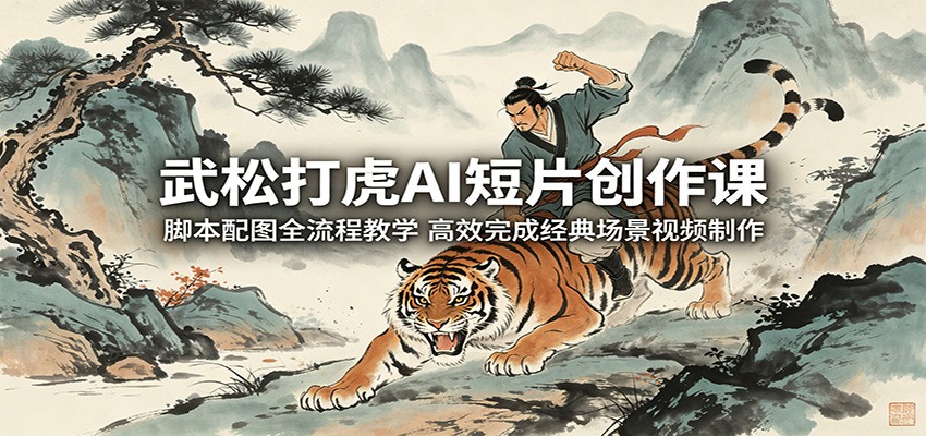 武松打虎AI短片创作课：脚本配图全流程教学，高效完成经典场景视频制作| 网创圈