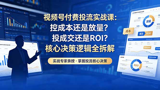 视频号付费投流实战课-5月：控成本还是放量？投成交还是ROI？核心决策逻辑全拆解| 网创圈