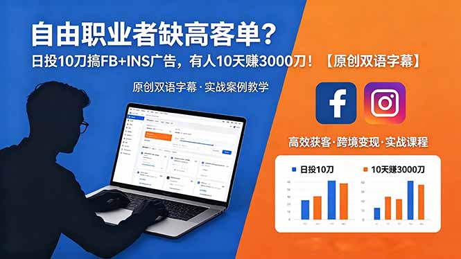 自由职业者缺高客单？日投 10 刀搞 FB+INS 广告，有人 10 天赚 3000 刀！【原创双语字幕】| 网创圈
