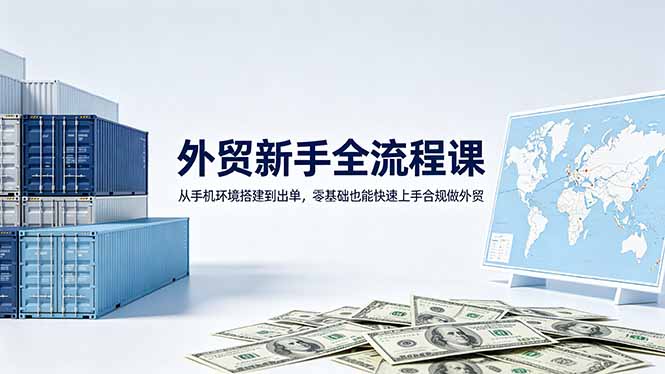 外贸新手全流程课：从手机环境搭建到出单，零基础也能快速上手合规做外贸| 网创圈
