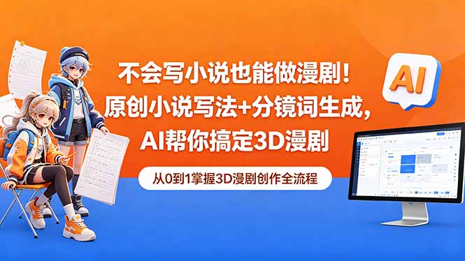 不会写小说也能做漫剧！原创小说写法+分镜词生成，AI帮你搞定3D漫剧| 网创圈