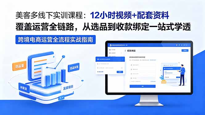 美客多线下实训课程：12小时视频+配套资料覆盖运营全链路，从选品到收款绑定一站式学透| 网创圈