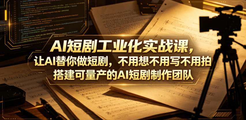 AI短剧工业化实战课，让AI替你做短剧，不用想不用写不用拍，搭建可量产的AI短剧制作团队| 网创圈