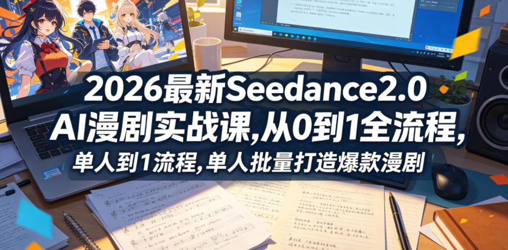 2026最新Seedance2.0 AI漫剧实战课,，从0到1全流程，单人批量打造爆款漫剧| 网创圈