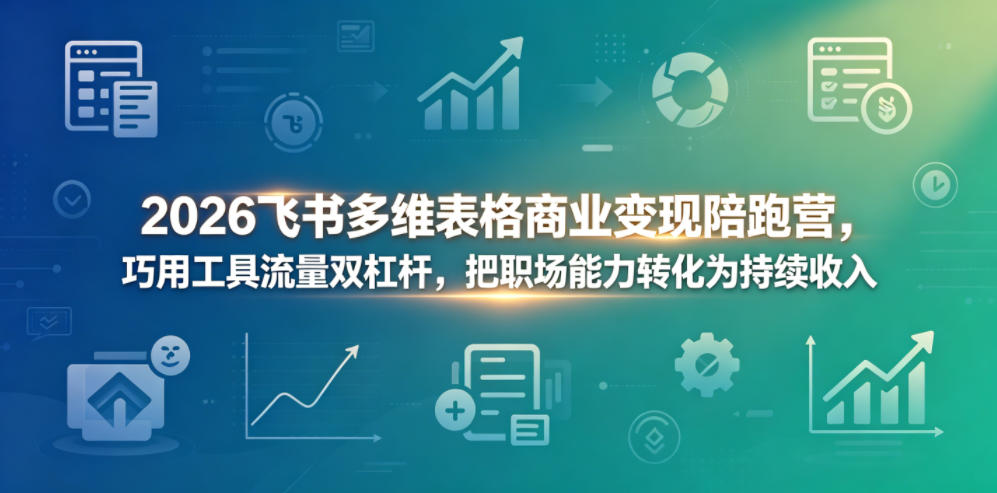 2026飞书多维表格商业变现陪跑营，巧用工具流量双杠杆，把职场能力转化为持续收入| 网创圈