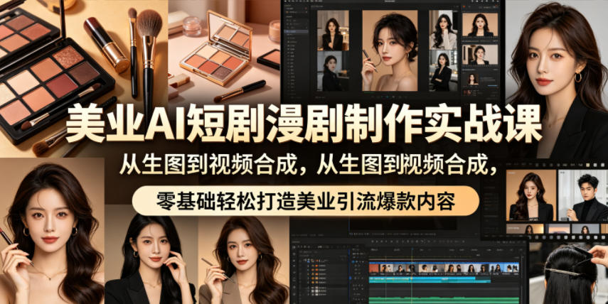 美业AI短剧漫剧制作实战课，从生图到视频合成，零基础轻松打造美业引流爆款内容| 网创圈