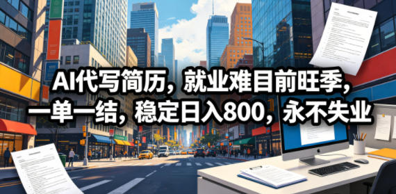 AI代写简历，就业难目前旺季，一单一结，稳定日入800，永不失业| 网创圈