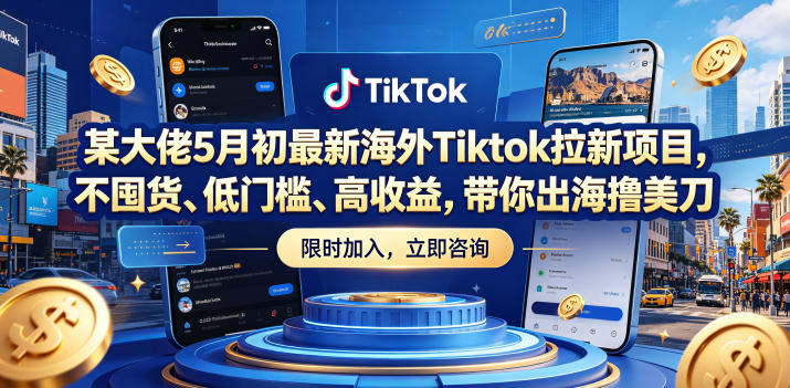 某大佬5月初最新海外Tiktok拉新项目，不囤货、低门槛、高收益，带你出海撸美刀| 网创圈